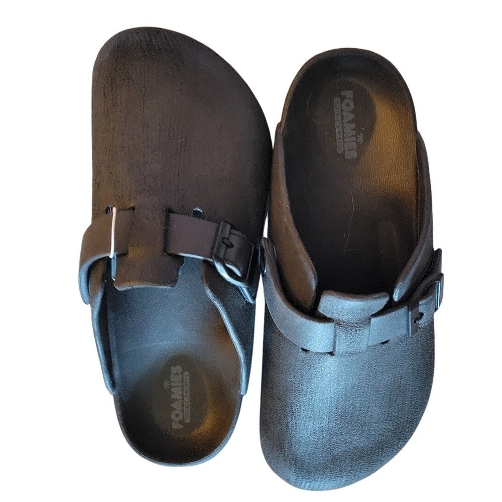 Skechers Foamies Mens Black Clog Sandals Slip On Buckle Shoes 243070 Size 10 NEW - Picture 1 of 6